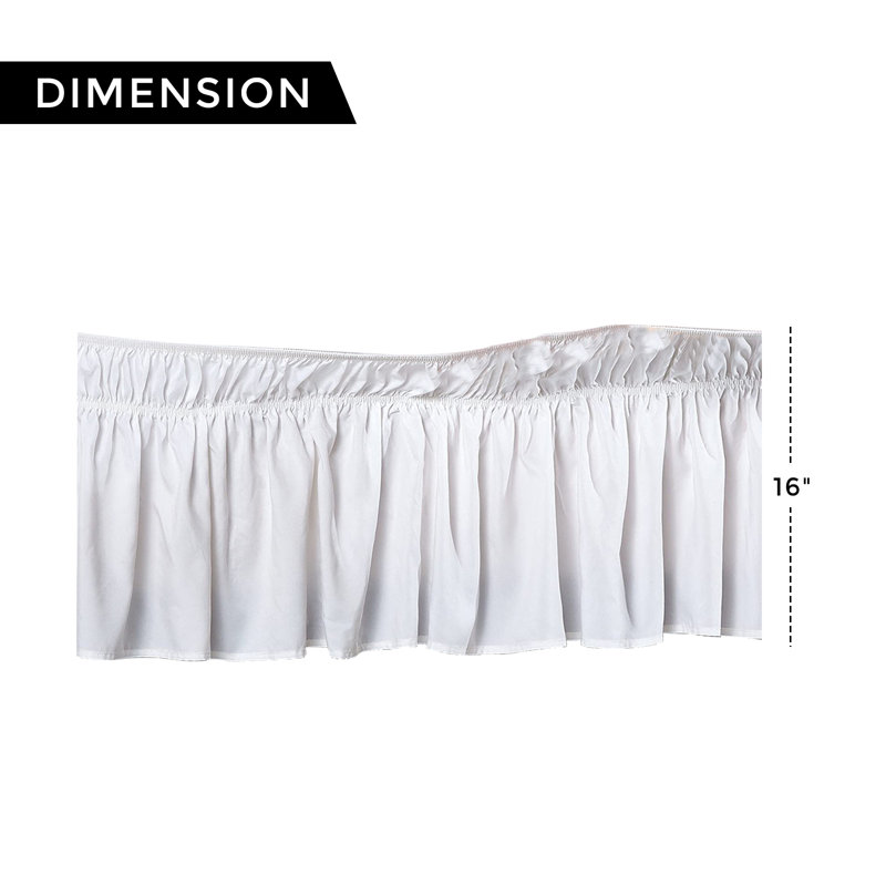 White Ruffled Bed Skirt Queen King - 16 Inch Drop Wrap Around Dust Ruffle, Queen/King, White
