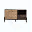 Buffet Mid-Century moderne - Buffet à motif géométrique 3D en bois massif et panneau de fibres à densité moyenne, 2 portes + 2 tiroirs pour le salon / la salle à manger (pieds en métal)