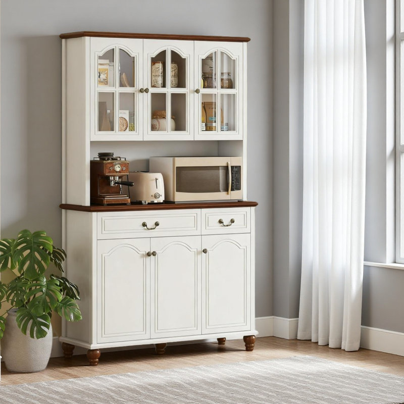 Kitchen Storage With 6 Doors, 2 Drawers And 3-Level Adjustable Shelves Kitchen Buffet