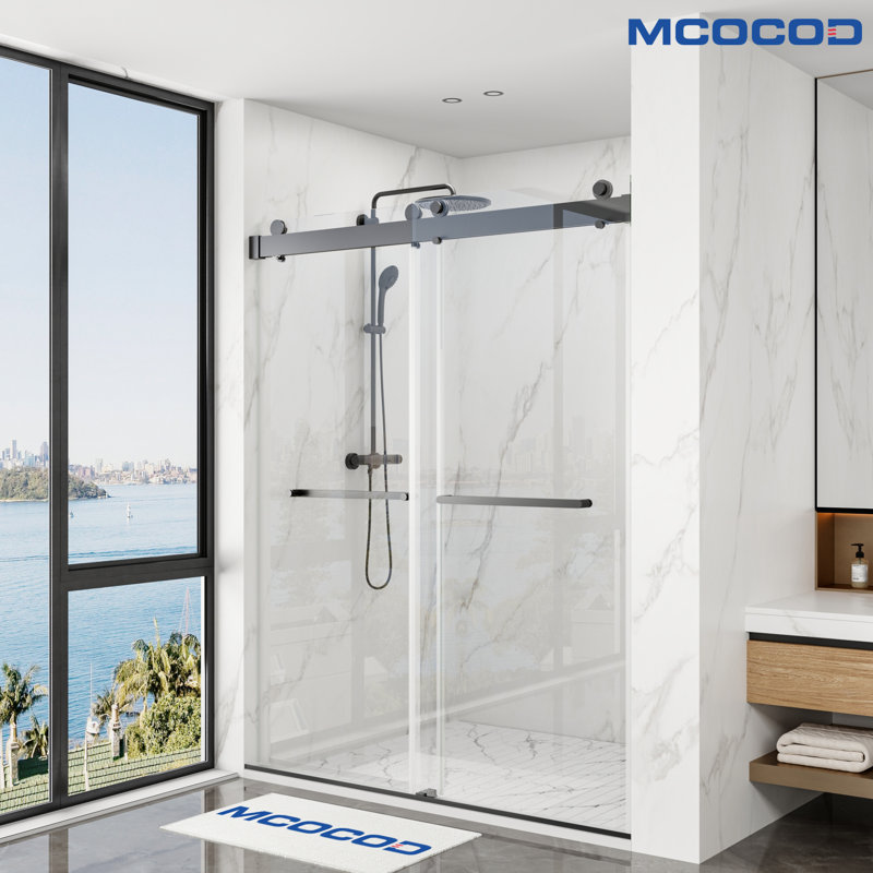 Opal Mirage MCOCOD 56-60.75" W x 76" H Double Sliding Frameless Soft Close Shower Door with 3/8" (10mm) Clear Glass