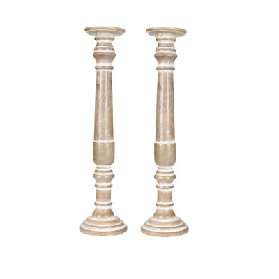 2 Piece Wood Pillar Set