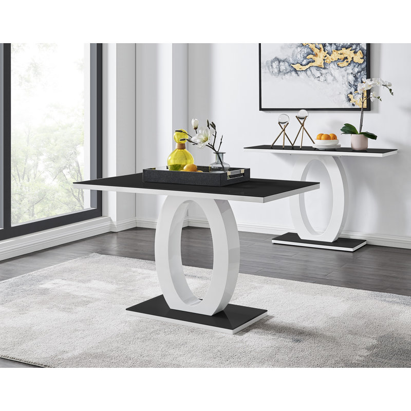 Eubanks High Gloss Glass Dining Set with 4 Chairs, Cappuccino