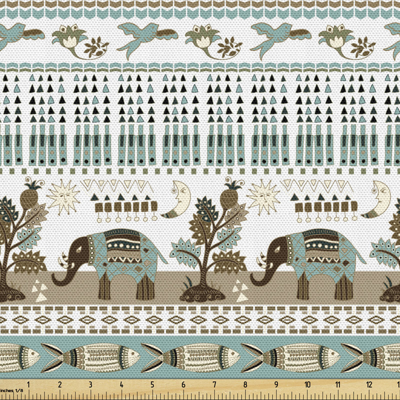 Chaske Elephants Fish and Birds Multi-Purpose Fabric