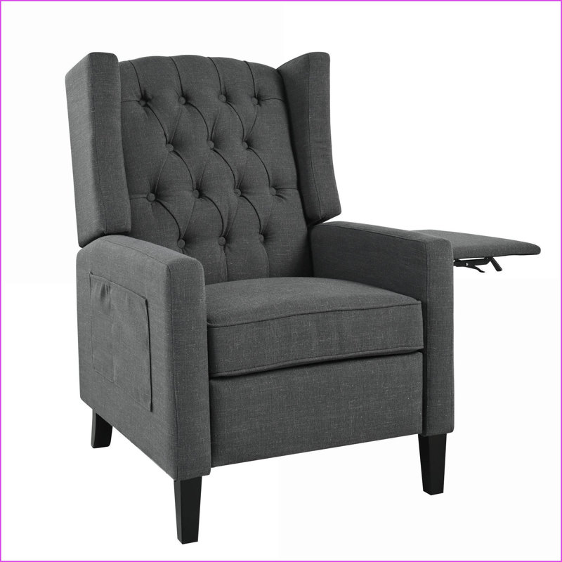 Fauteuil à oreilles inclinable avec table d'appoint pliable Recliners, ports USB | Gris foncé | Polyester, Gris foncé