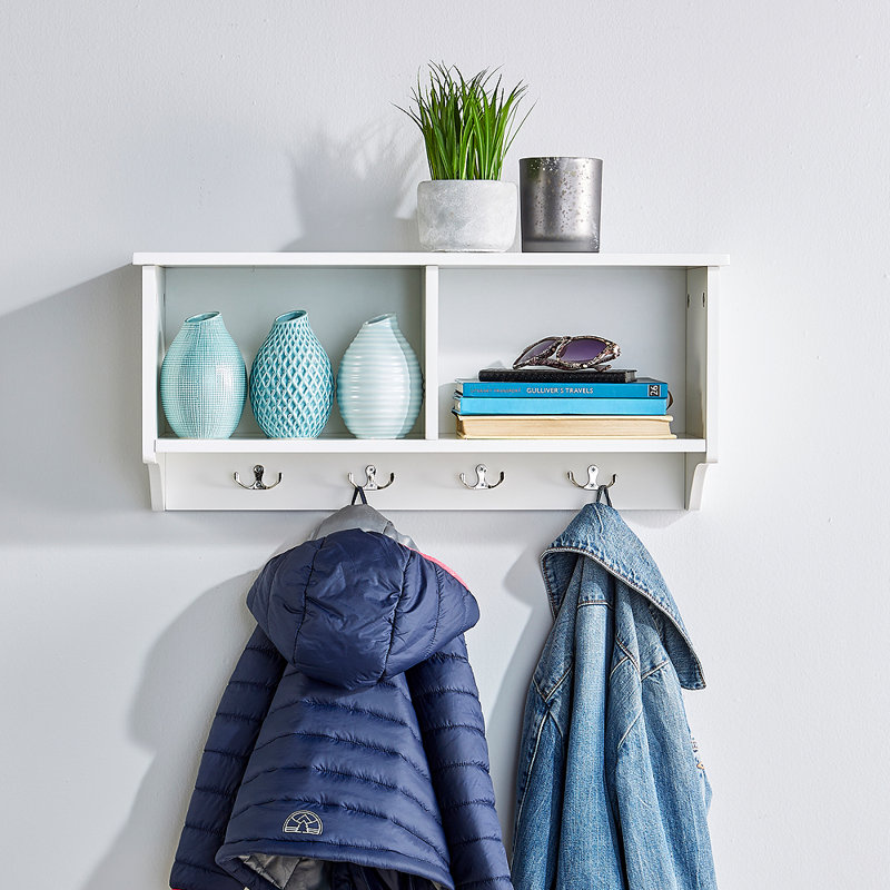 Chan Wall 4 - Hook Wall Mounted Coat Rack, White