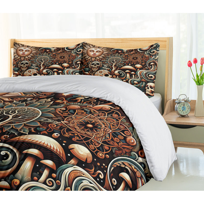 Boho Esoteric Duvet Cover, King Duvet Cover + 2 Standard Shams
