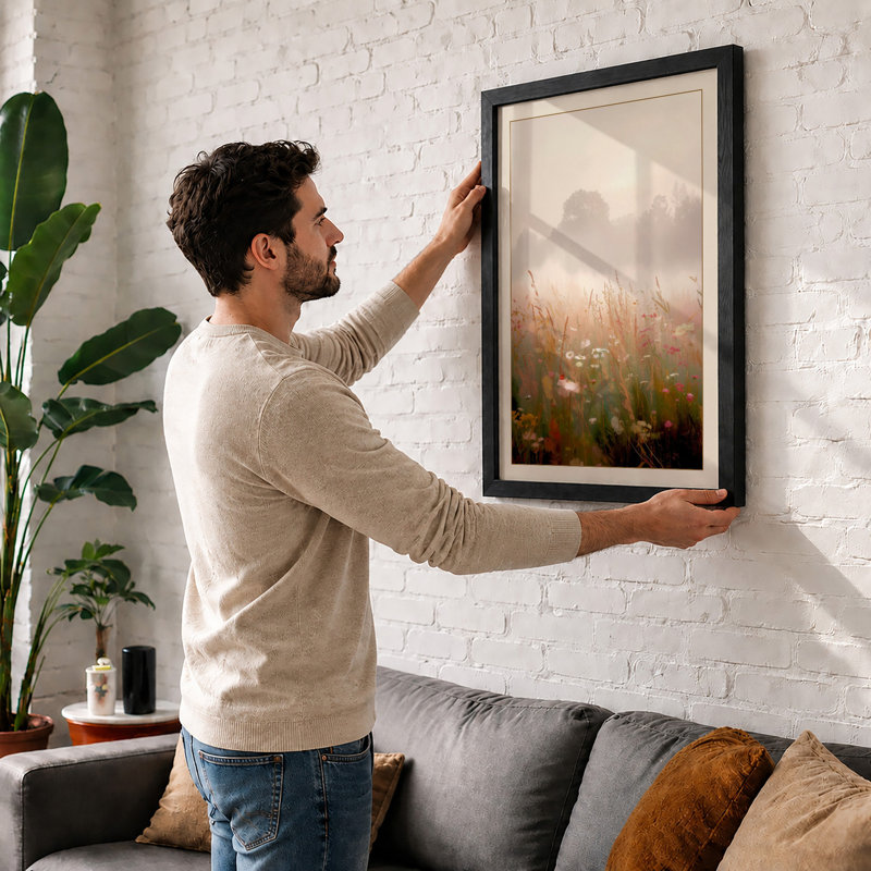 Misty Wetland Emergence Scandinavian - Framed Print, Unframed, A3 - 42.0 x 29.7 cm