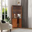 Armoire de rangement d'angle de 70,86 po de hauteur avec portes en verre et dossier en miroir-130670312