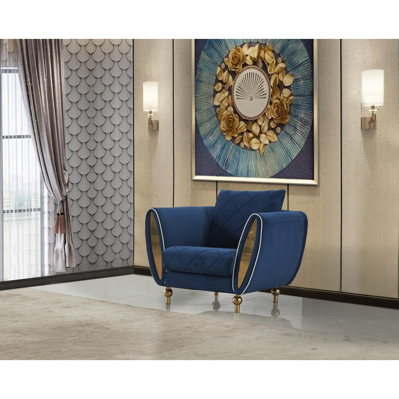 Vaughan Velvet Armchair, Blue
