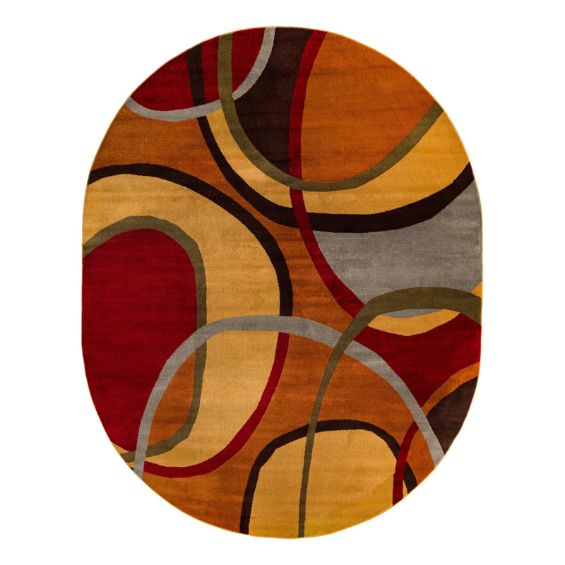 Abstract Area Rug, Oval 238.8cm x 304.8cm