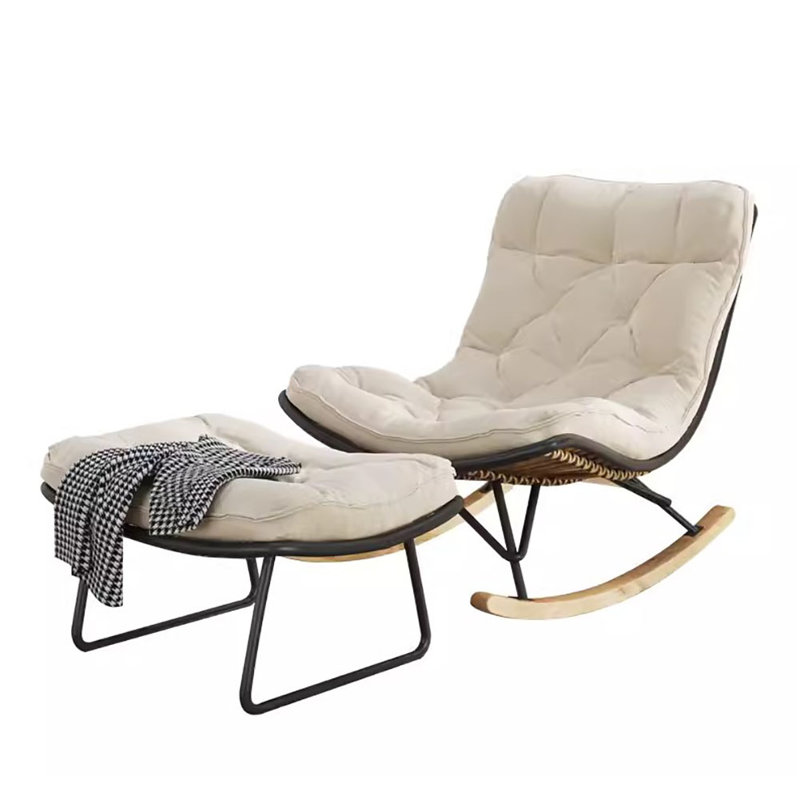 Chaise berçante simple et décontractée moderne, Blanc cassé