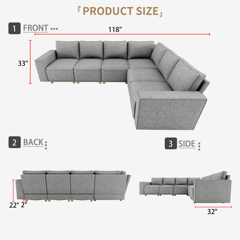 Canapé modulaire rembourré 7 pièces Schautz, Accoudoir à gauche (vu de face)