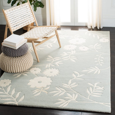 Avayah Floral Handmade Tufted Grey Area Rug