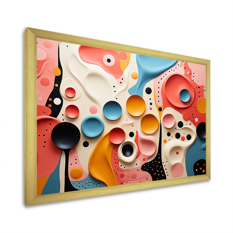 Tourbillon d'art coloré abstrait coloré I - décoration murale abstraite, Cadre d'angle fermé doré, H 12 po x l 20 po x P 1 po