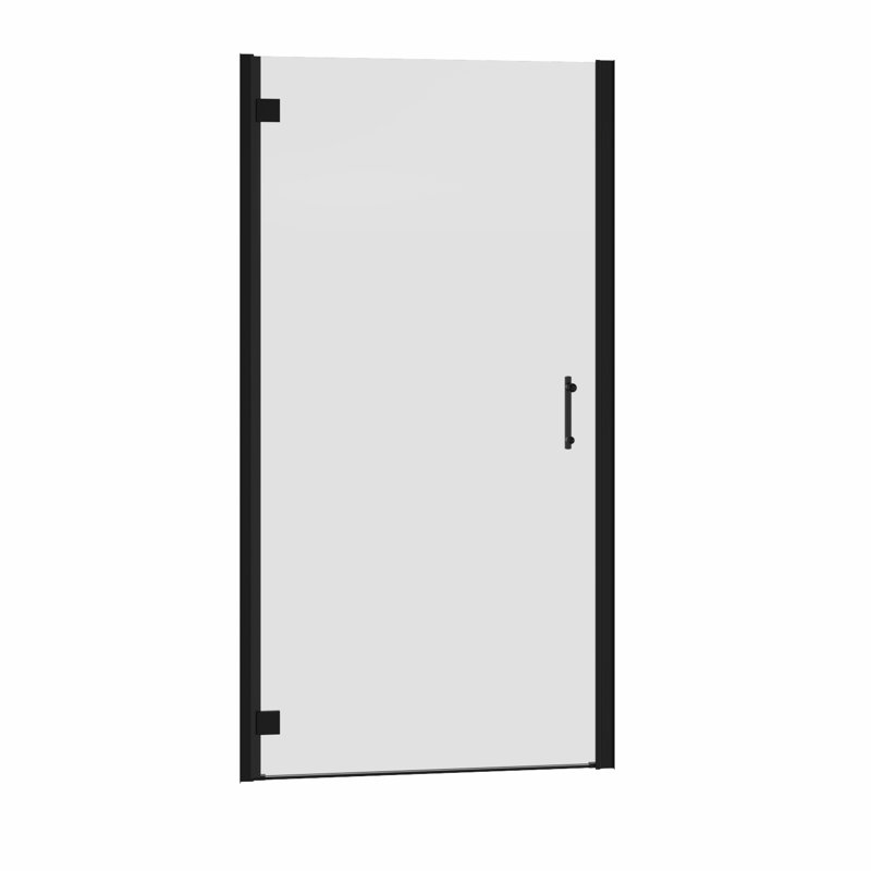 Sprinkel 1900mm H Hinged Semi-Frameless Shower Door with Clear Glass, Black, 92cm W