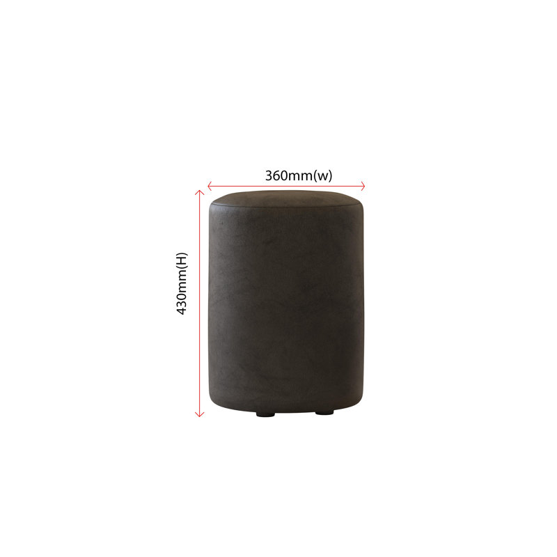 Manufactured Wood Accent Stool, Italian Leather, Black