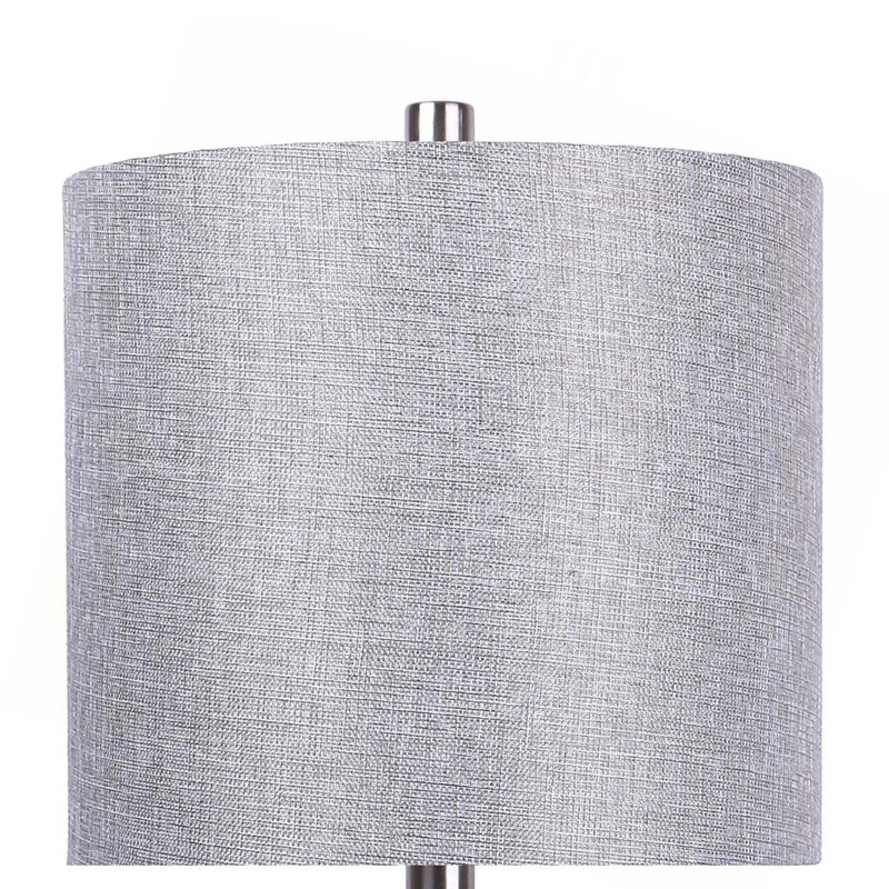 Lampe de table 23 po Gemma en métal nickel brossé et lin gris de Grandview Gallery