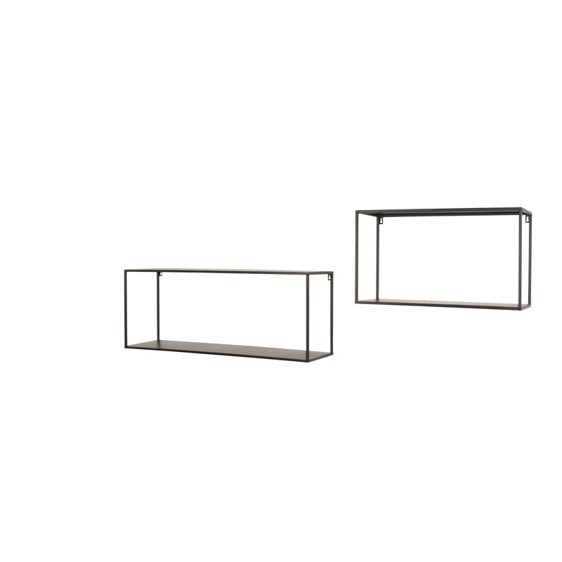 Rodric 2 Piece Metal Accent Shelf, Black