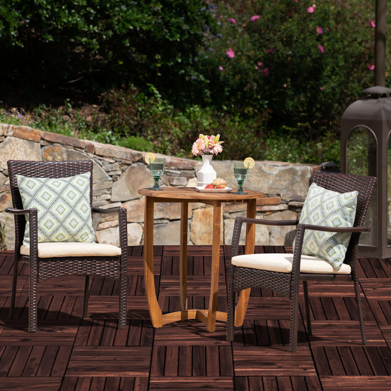 30cm L x 30cm W Solid Wood Interlocking Deck Deck Tile Kit, Brown