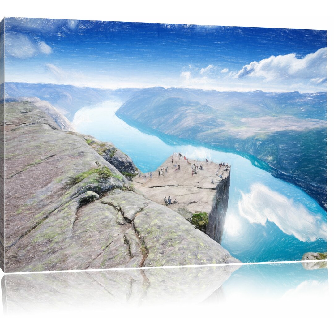 Leinwandbild „Preikestolen Lysefjord Küste in Norwegen“, Grafikdruck