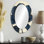 Miroir mural ovale traditionnel bleu doré rose foncé doré