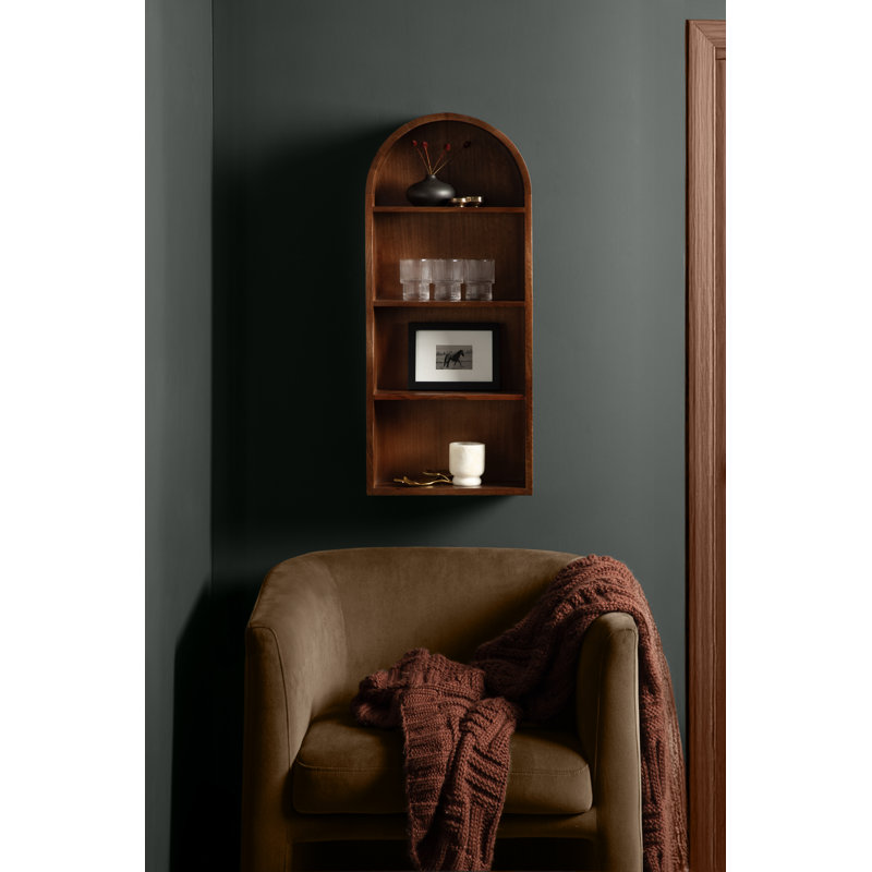 Tablette de rangement murale arquée Arcott, Noyer brun