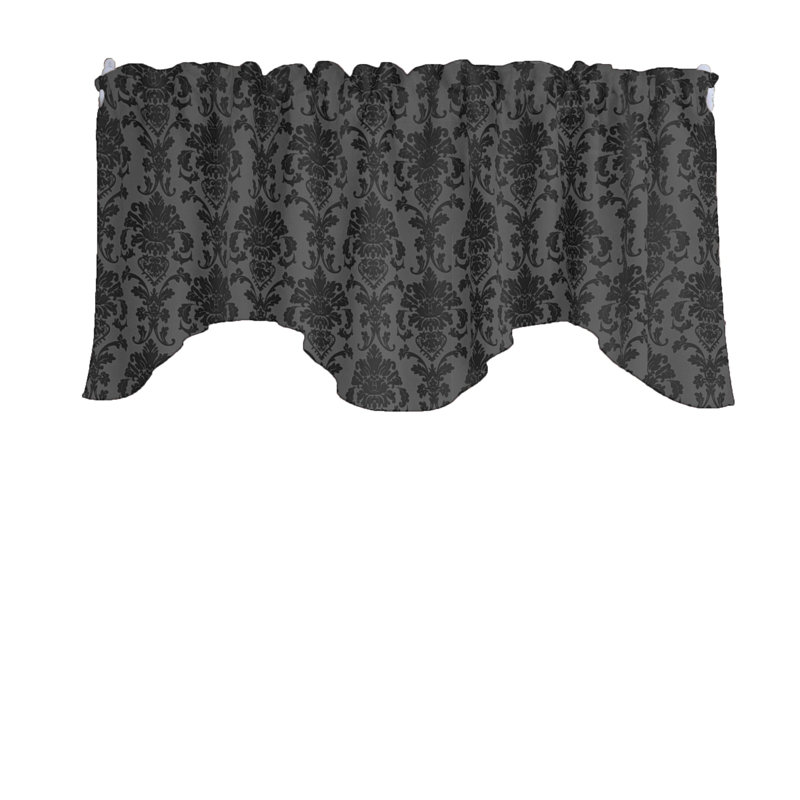 Cantonnière en popeline à motif floral ondulé 58 po, Gris anthracite