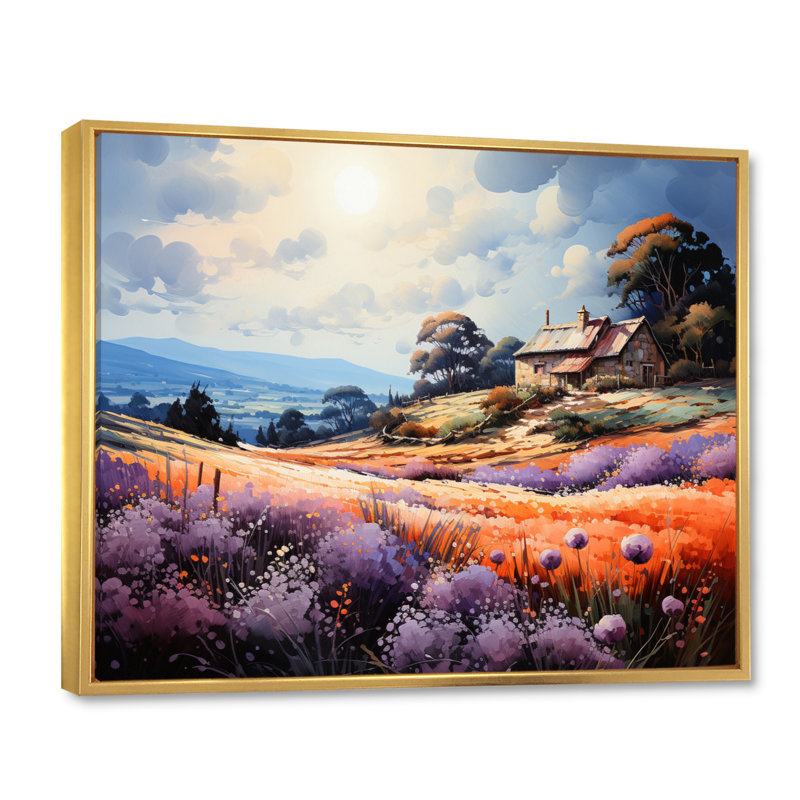 Masias " French Countryside Serenity Pointillism ", Cadre flottant doré, H 34 po x l 44 po x P 1,5 po