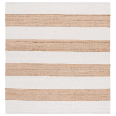 Natural Fiber 609 Hand Woven Jute/Wool/Cotton Striped Rug in Natural/Ivory