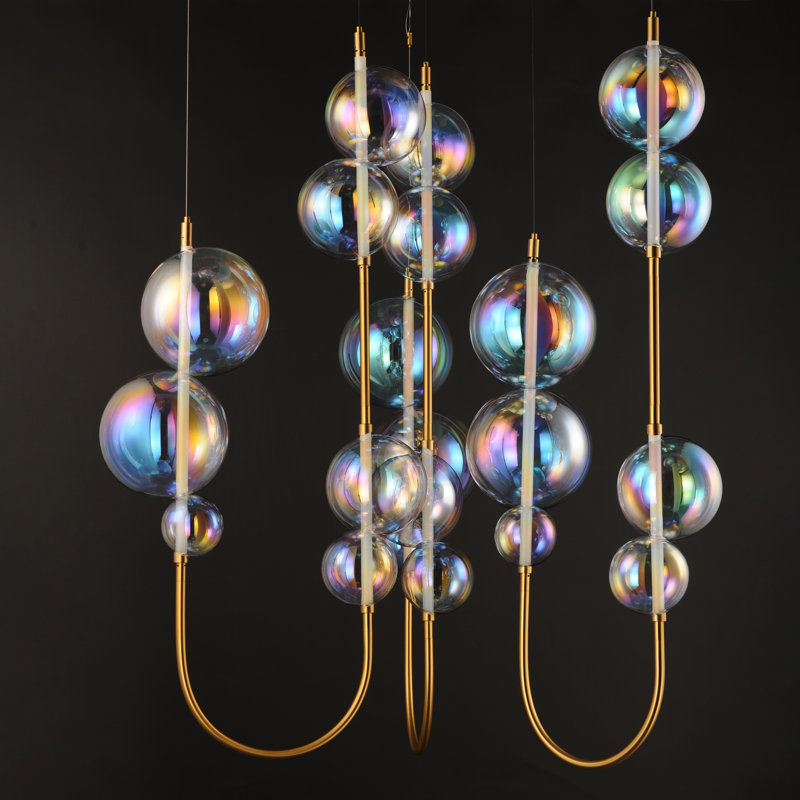 Dreamer 3 - Light LED Pendant, Natural Aged Brass, Iridescent