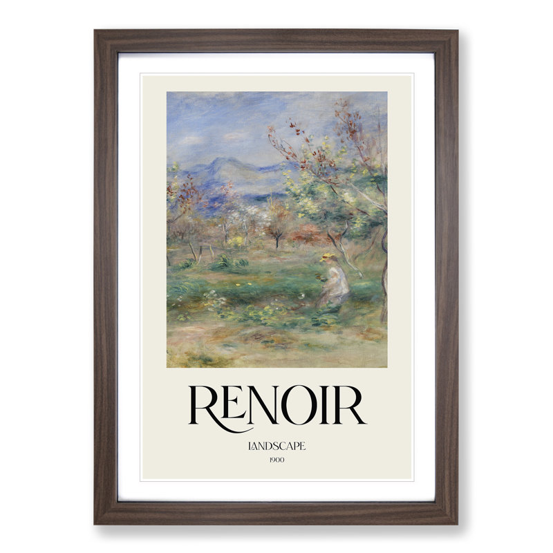 Girl In A Landscape by Pierre-Auguste Renoir - Single Picture Frame Print, 36cm H x 27cm W x 2cm D, Walnut Framed