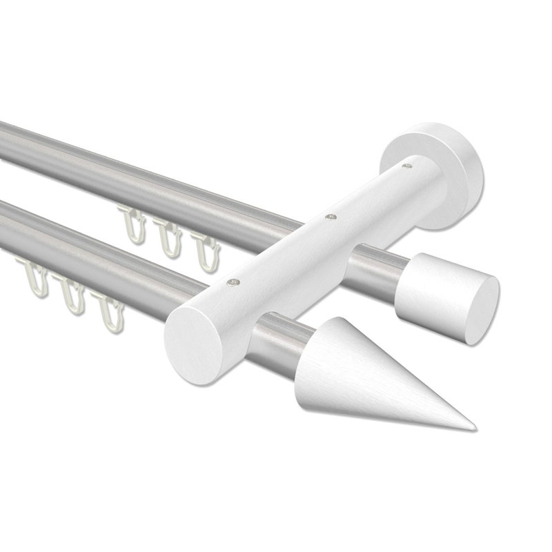 Fairhaven Adjustable 2cm Double Curtain Pole, 5cm H x 420cm W x 18cm D