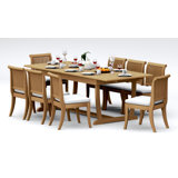 10 Seats 11 Pcs Grade-A Teak Wood Dining Set: 94" Double Extension Mas Rectangle Trestle Leg  Table And 10 Giva Armless Chairs #11GV2100
