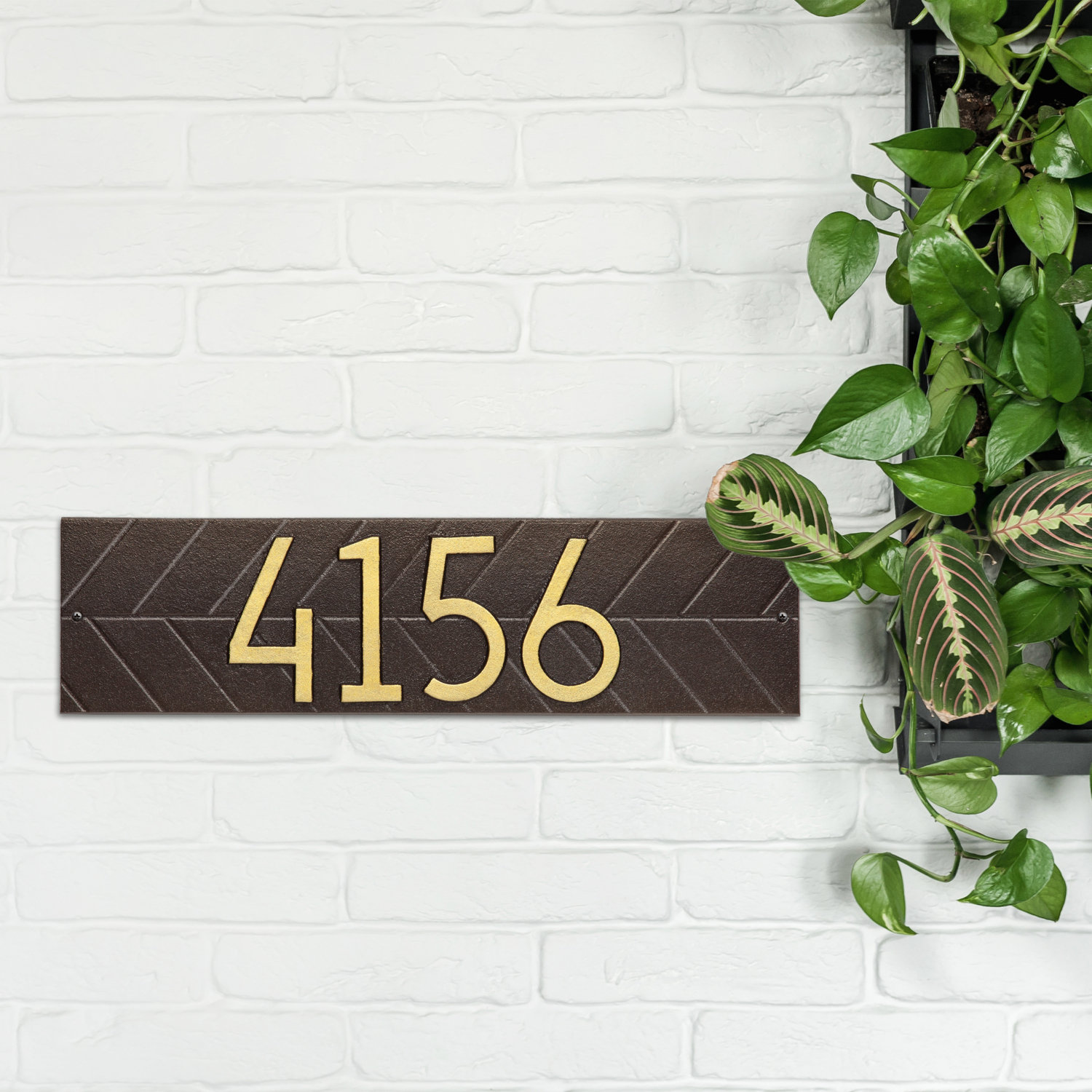 Mid-Century Modern Wall Plaque, Yes, Dark Bronze/Gold
