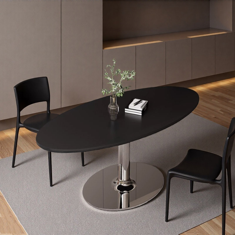 Table de salle à manger Modern, H 29,52 po x L 55,11 po x l 31,49 po, Noir / argenté