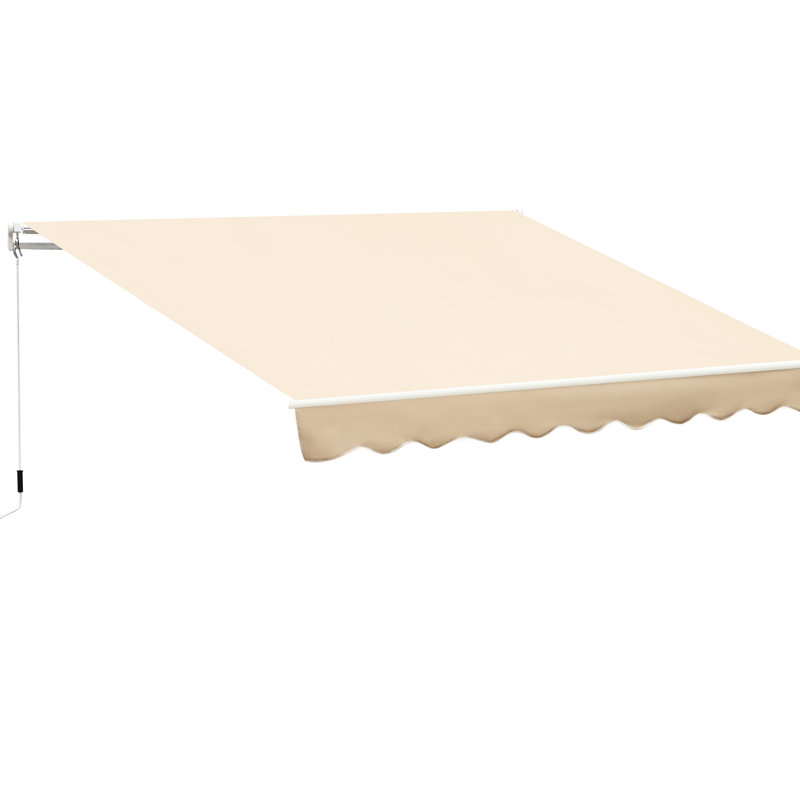 Auvent de patio beige 10 pi x 8 pi, pare-soleil rétractable avec résistance à l'eau, manivelle manuelle, cadre en aluminium pour terrasse, cour, balcon beige de 8 pi, manivelle,
