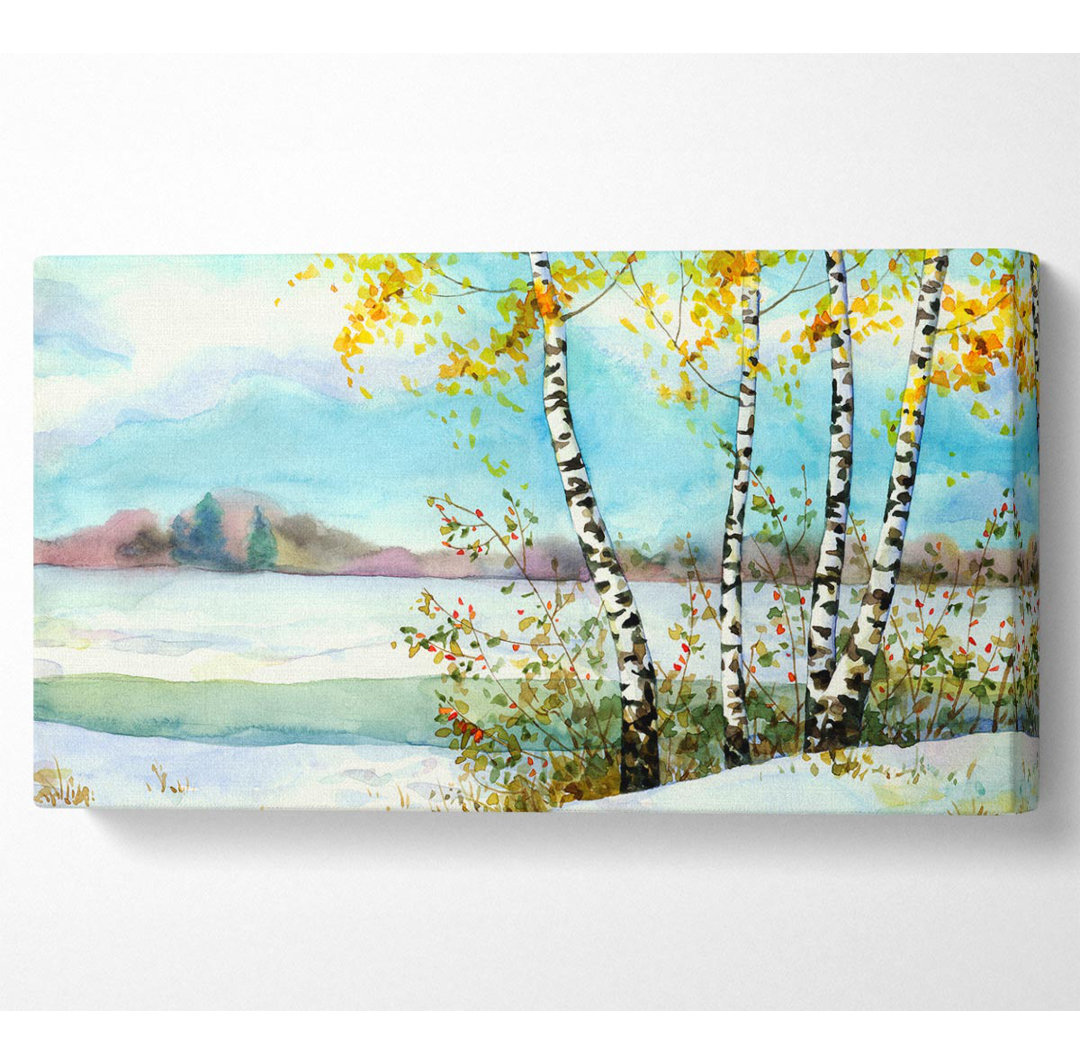 Silberne Birke Winter Wide Canvas Print