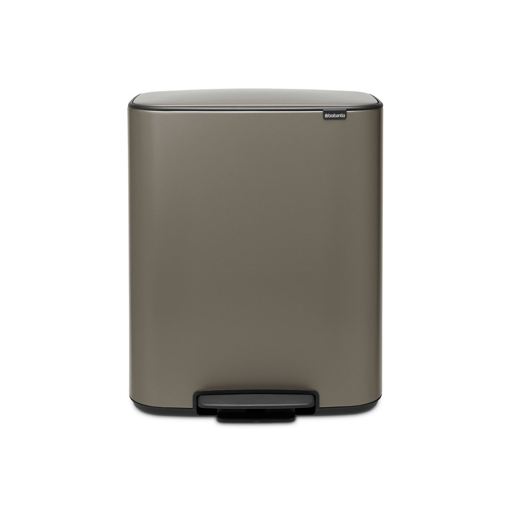 Brabantia Bo 16gal Step-On Trash Can, Platinum