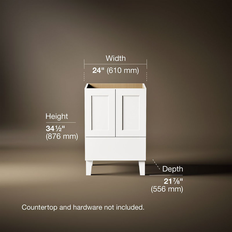 Poplin® Tones 24" Single Bathroom Vanity Base Only, Linen White