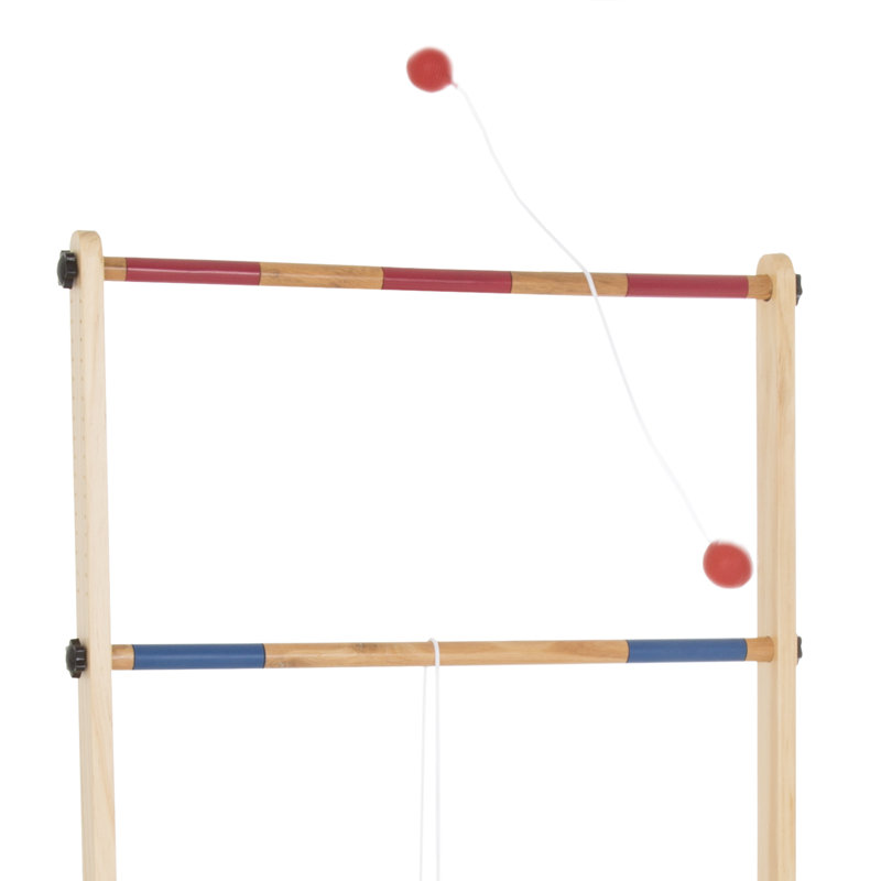 Hey Play Solid Wood Ladder Toss Set with Carrying Case Backyard Activity for BBQ or Tailgate