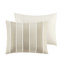 Édredon 3 pièces taupe pour lit double / grand lit - tissu de coton, édredon rayé, rembourrage, garniture, Bartacks visibles, housse, rayures avec style,
