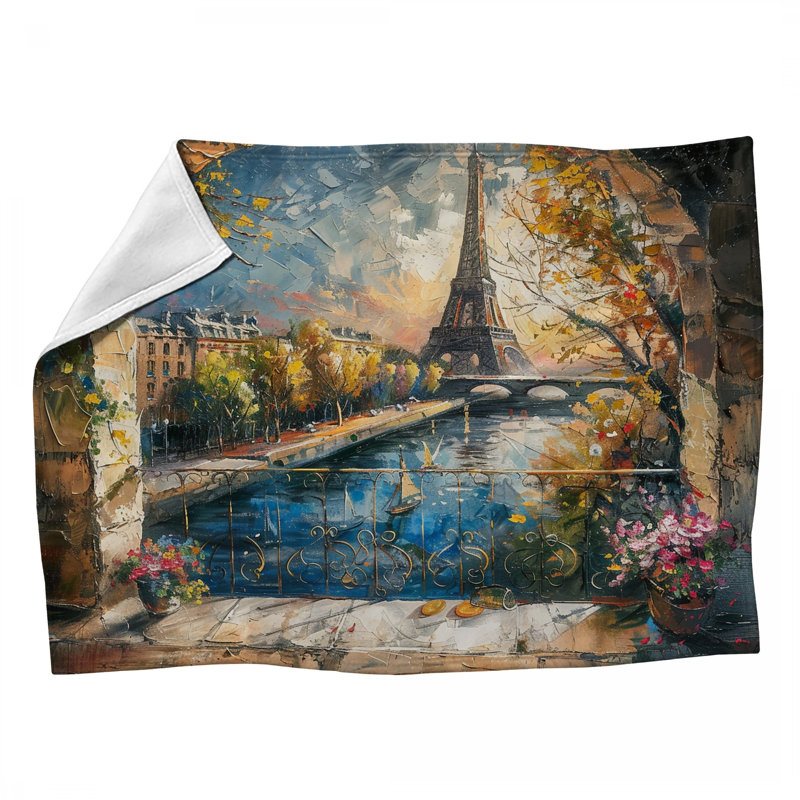 Eiffel Tower Landscape Machine Printed Throw Blanket, 50" x 60"