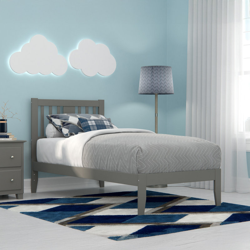 Zosia Solid Wood Slat Bed, Gray, Twin