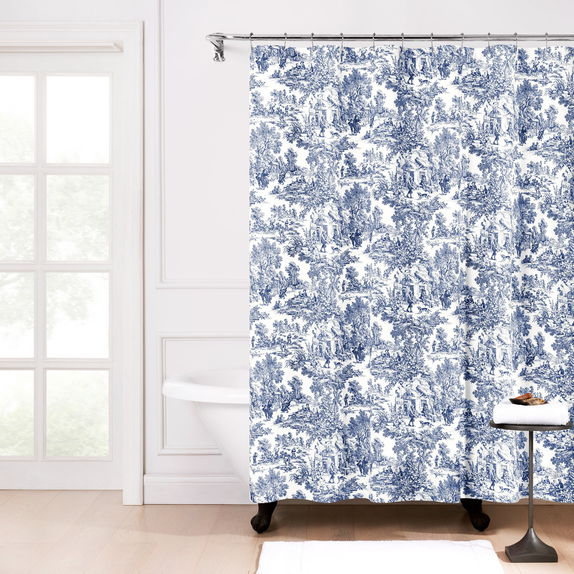 Amelie Cotton Shower Curtain, Blue