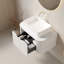 Meuble-lavabo flottant moderne avec lavabo, céramique durable et pierre frittée, finition blanche