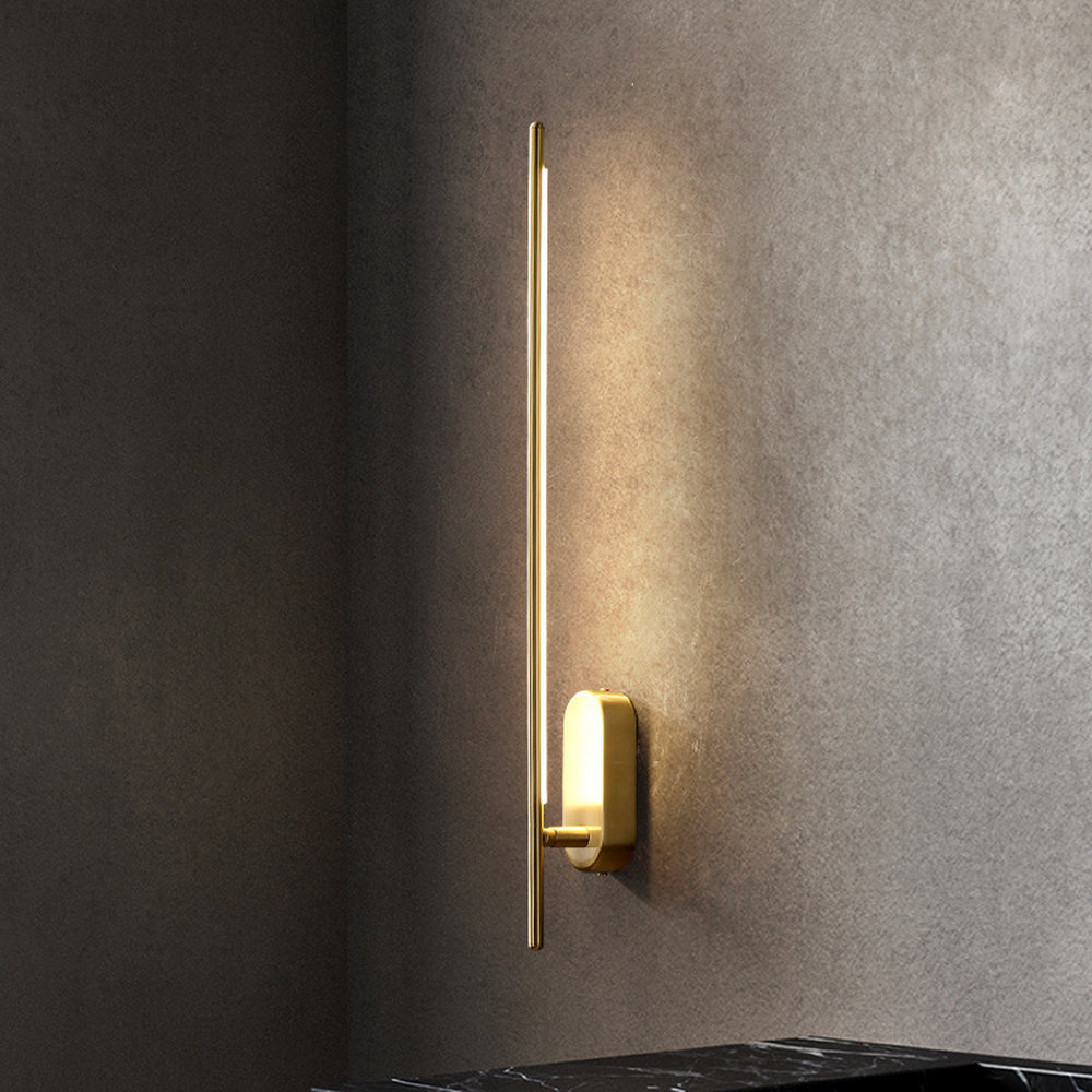 Mercer41 Modern Linear Led Wall Light Fixture In Gold Finish & Reviews ...