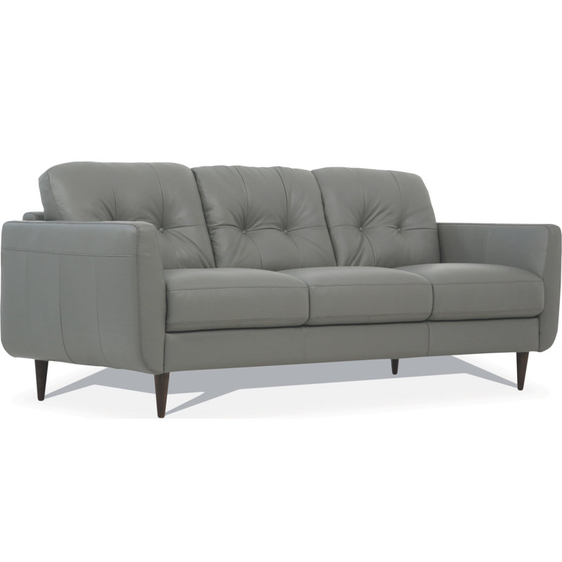 Ileana 37'' Upholstered Sofa, Pesto Green Leather