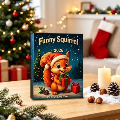 Calendrier de l'Avent 2026 avec écureuils mignons en acrylique, coffret cadeau assorti.