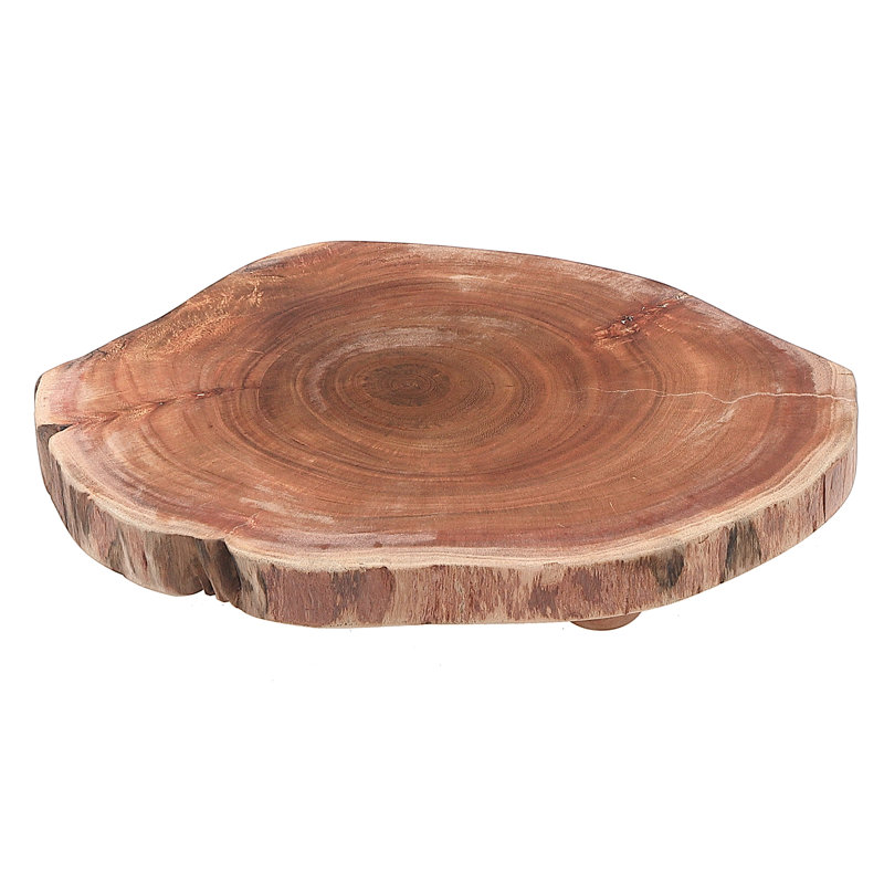 Planche ronde en bois d'acacia avec support