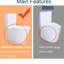 Toilette de salle de bain moderne avec bouton doré et système de chasse efficace allongé-121682924